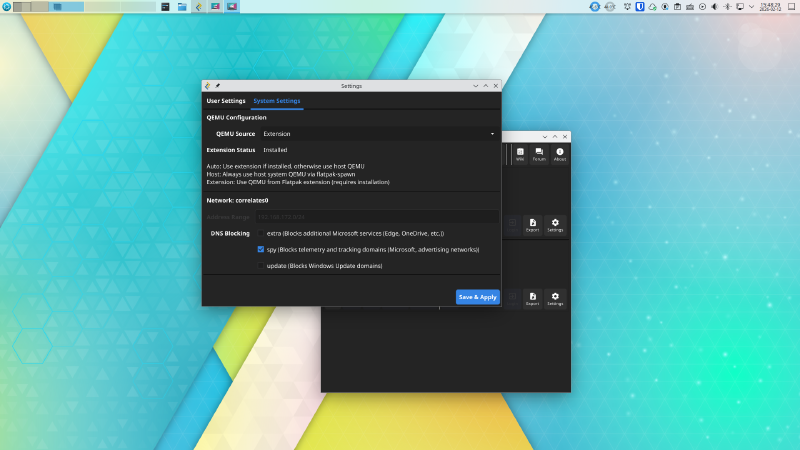 Correlates DNS blocking settings for Microsoft telemetry